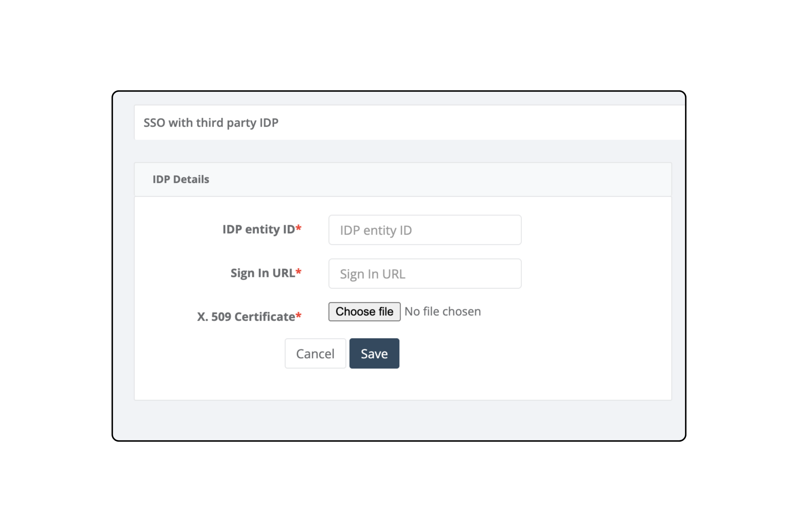 Enter Required IdP Details